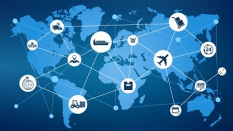 Map with dots connecting different countries