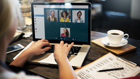 Person looking at a video conference