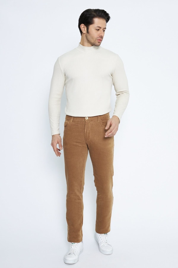 Kadife 5 Cep Regular Fit Camel Erkek Pantolon — 2
