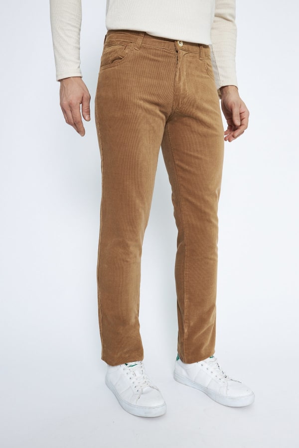 Kadife 5 Cep Regular Fit Camel Erkek Pantolon — 4