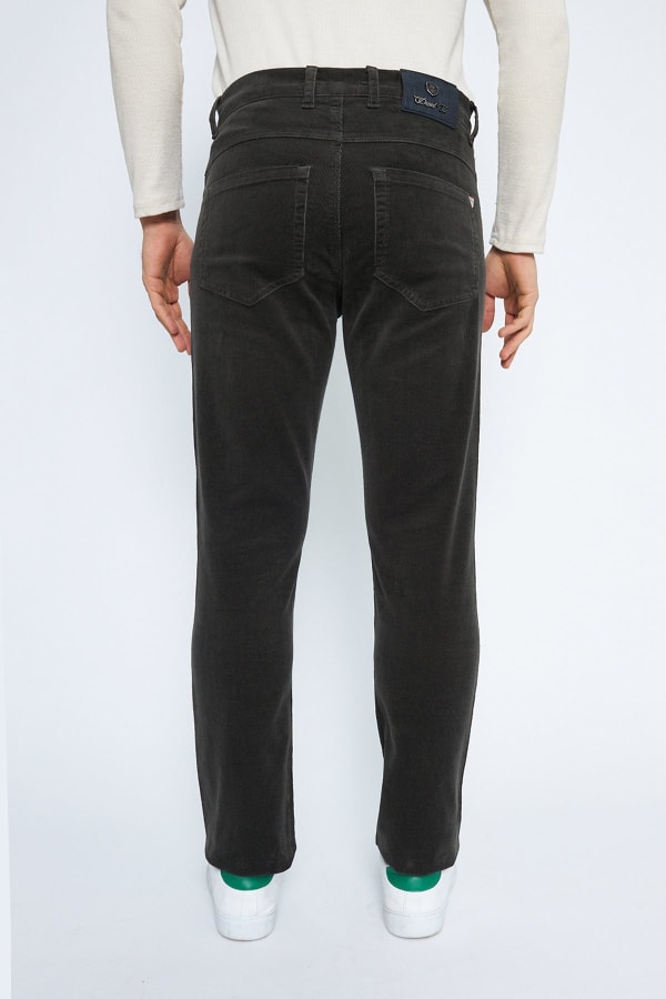 Kadife 5 Cep Regular Fit Gri Erkek Pamuklu Pantolon — 6