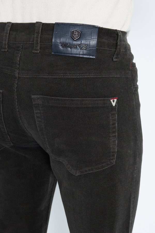 Kadife 5 Cep Regular Fit Gri Erkek Pamuklu Pantolon — 8