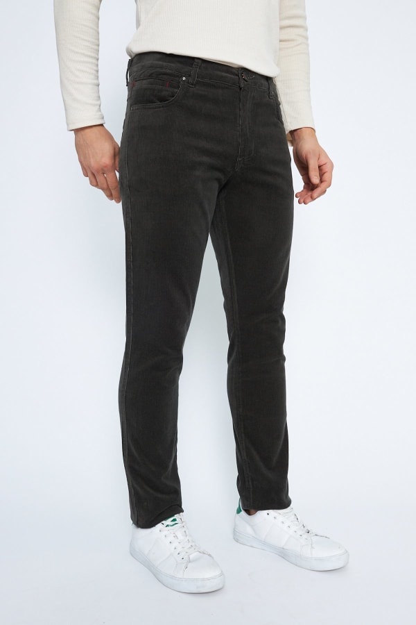 Kadife 5 Cep Regular Fit Gri Erkek Pamuklu Pantolon — 10