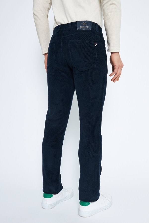 Kadife 5 Cep Regular Fit İndigo Erkek Pamuklu Pantolon — 7