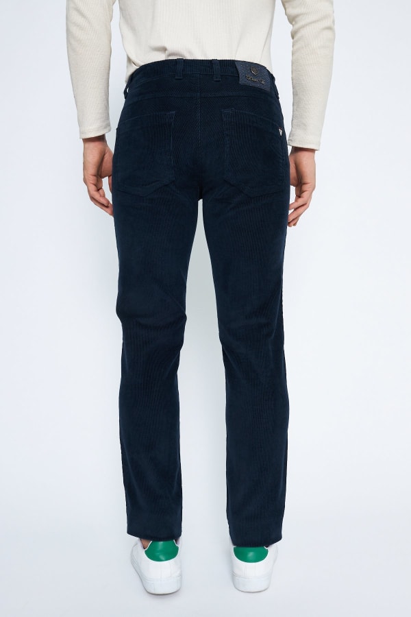 Kadife 5 Cep Regular Fit İndigo Erkek Pamuklu Pantolon — 8