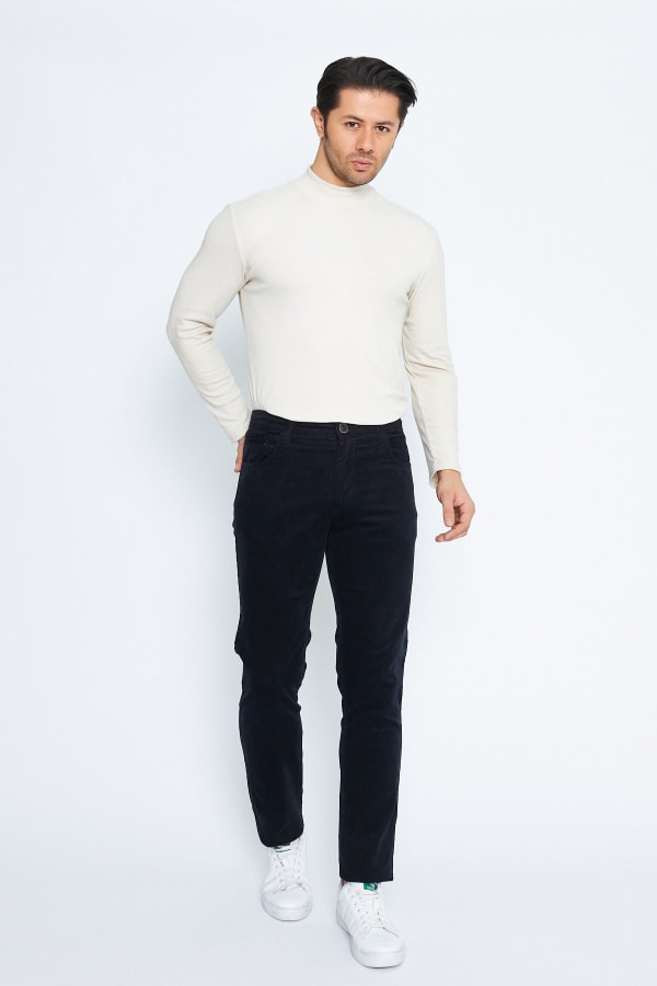 Kadife 5 Cep Regular Fit Lacivert Erkek Pamuklu Pantolon — 2