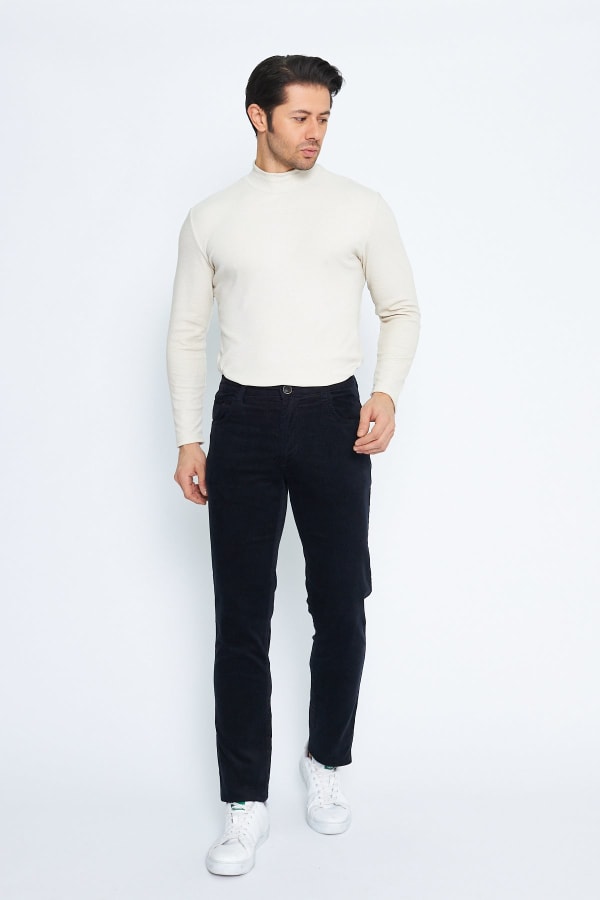 Kadife 5 Cep Regular Fit Lacivert Erkek Pamuklu Pantolon — 3