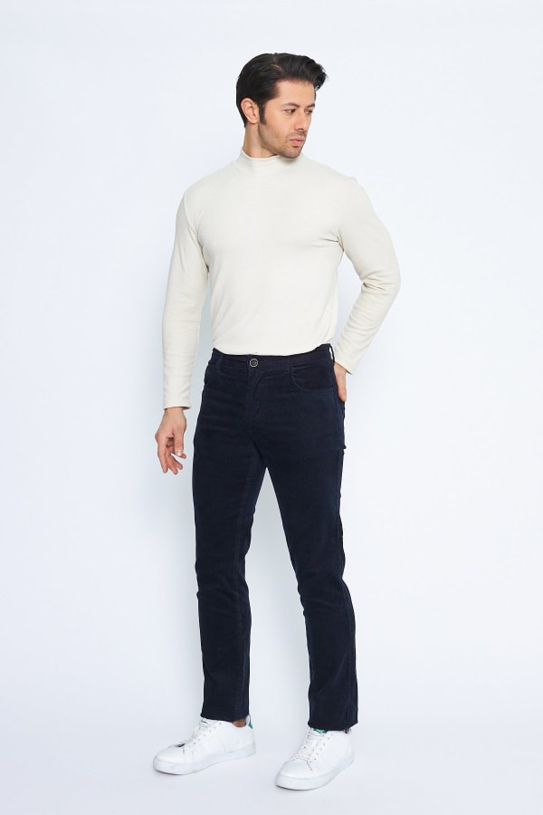 Kadife 5 Cep Regular Fit Lacivert Erkek Pamuklu Pantolon — 8
