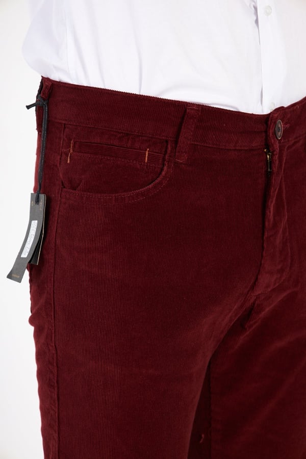 Kadife 5 Cep Regular Fit Bordo Erkek Pantolon — 6