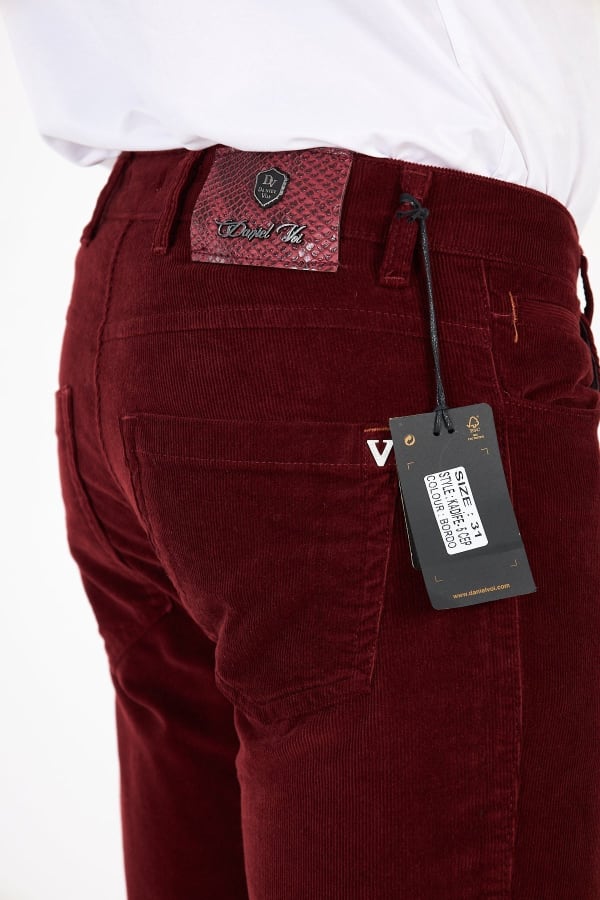 Kadife 5 Cep Regular Fit Bordo Erkek Pantolon — 7