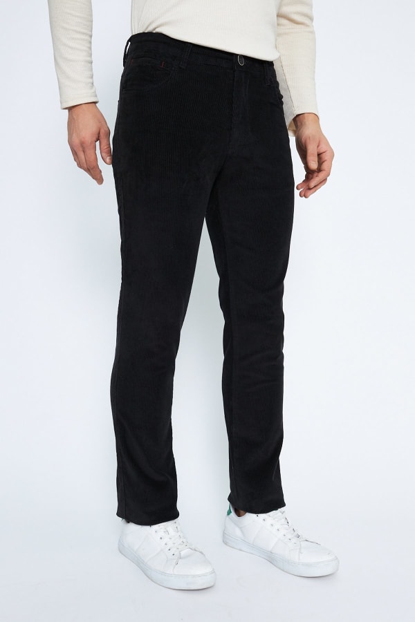 Kadife 5 Cep Regular Fit Siyah Erkek Pantolon — 3