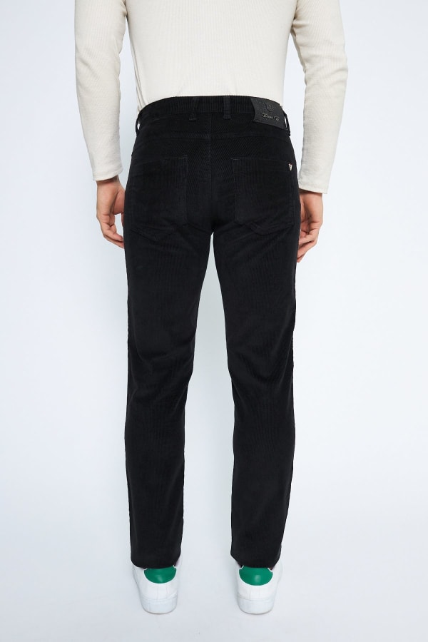 Kadife 5 Cep Regular Fit Siyah Erkek Pantolon — 6