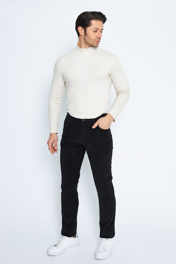 Kadife 5 Cep Regular Fit Siyah Erkek Pantolon — 9