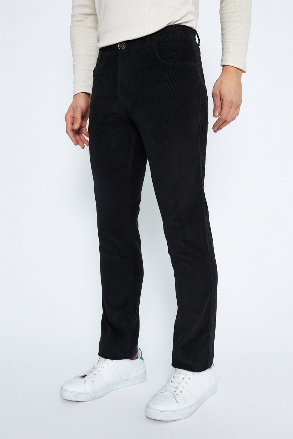 Kadife 5 Cep Regular Fit Siyah Erkek Pantolon — 10