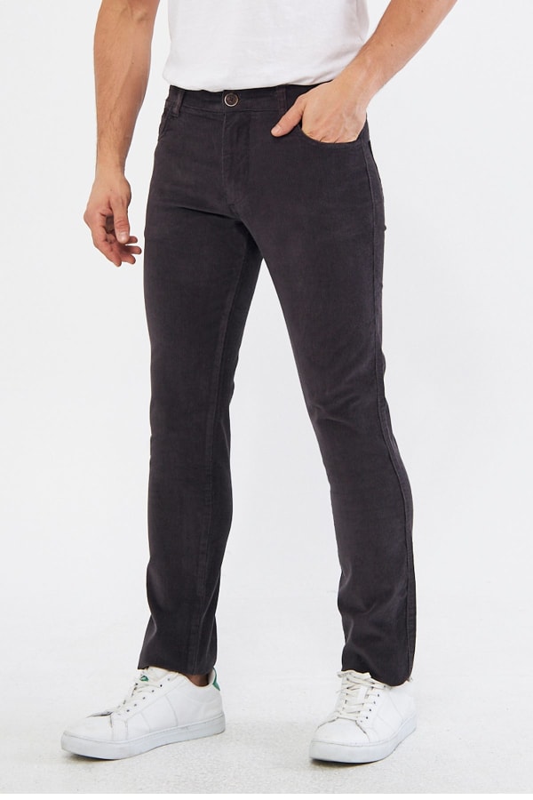 Kadife 5 Cep Regular Fit Antrasit Erkek Pantolon — 1