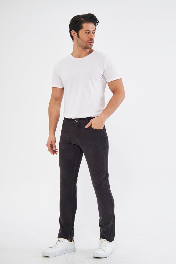 Kadife 5 Cep Regular Fit Antrasit Erkek Pantolon — 2