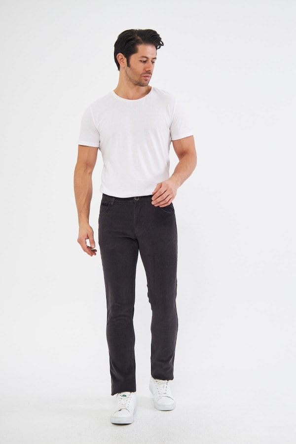 Kadife 5 Cep Regular Fit Antrasit Erkek Pantolon — 3