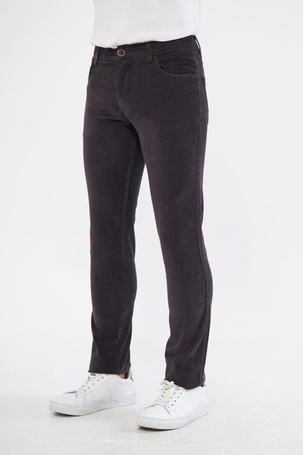 Kadife 5 Cep Regular Fit Antrasit Erkek Pantolon — 4