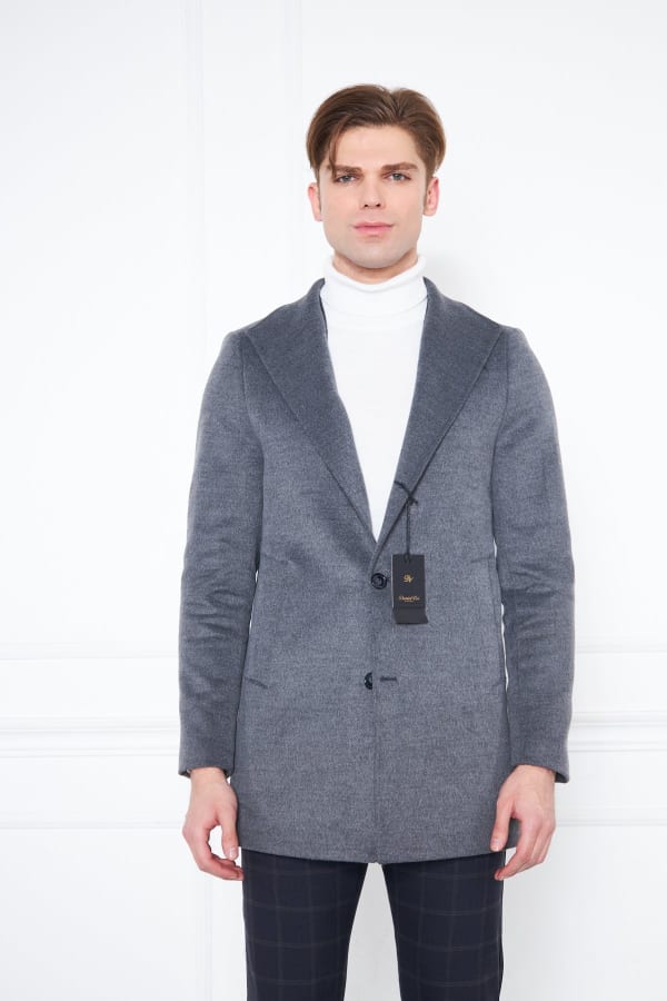 Erkek Füme Slim Fit Hakim Yaka Düğmeli Kaban — 7