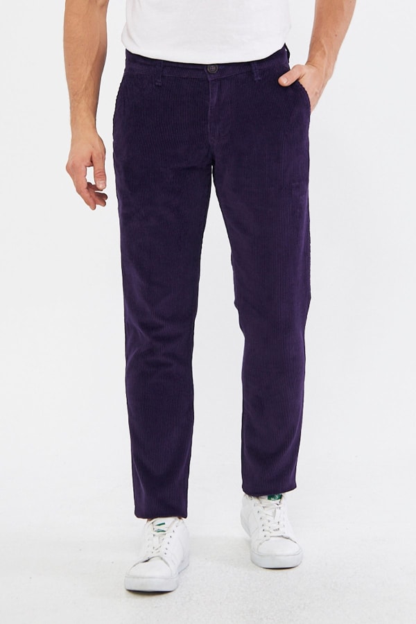 Kadife Yandan Cepli Mor Regular Fit Erkek Pantolon — 1
