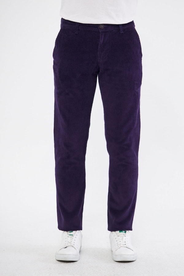 Kadife Yandan Cepli Mor Regular Fit Erkek Pantolon — 4