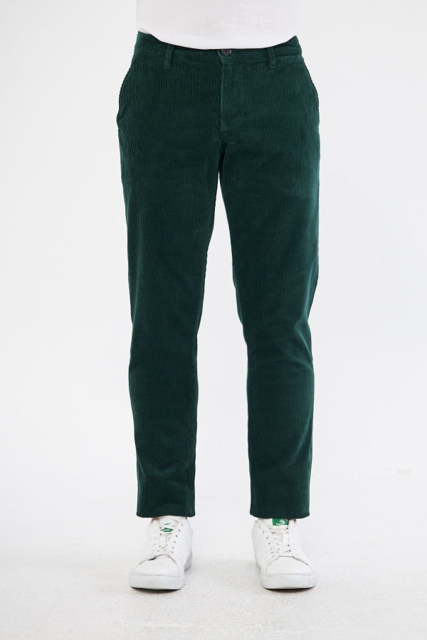 Kadife Yandan Cepli Yeşil Regular Fit Erkek Pantolon — 4
