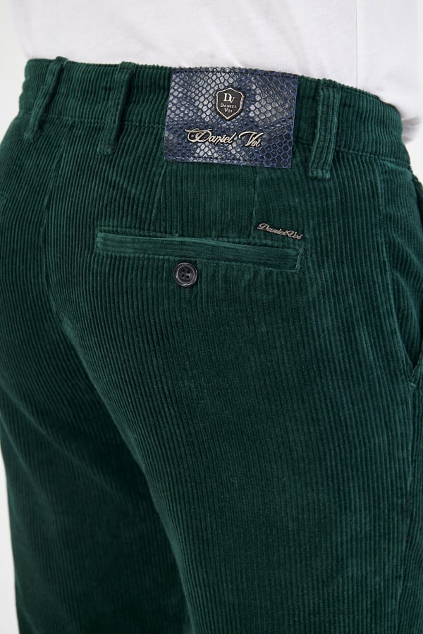Kadife Yandan Cepli Yeşil Regular Fit Erkek Pantolon — 7