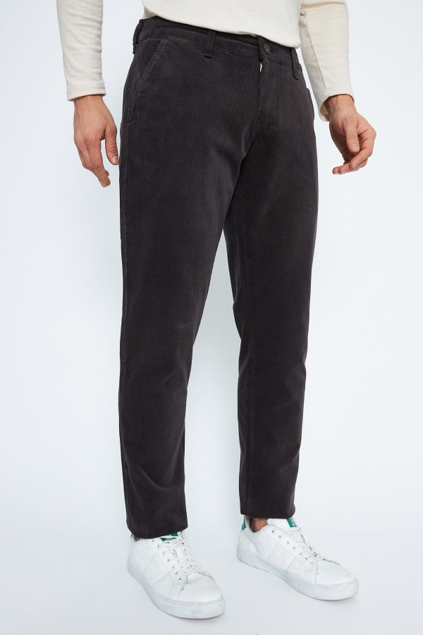 Kadife Yandan Cepli Antrasit Regular Fit Erkek Pamuklu Pantolon — 9