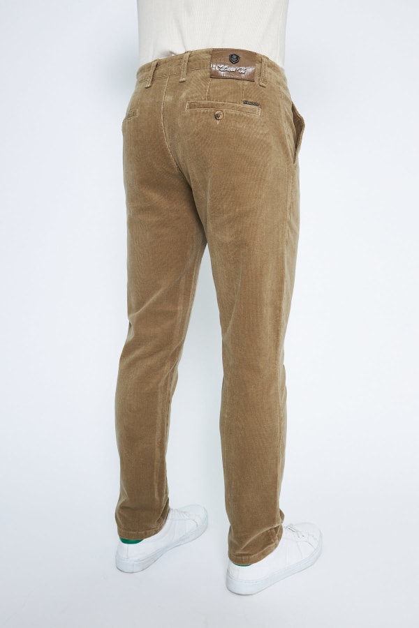 Kadife Yandan Cepli Bej Regular Fit Erkek Pamuklu Pantolon — 5