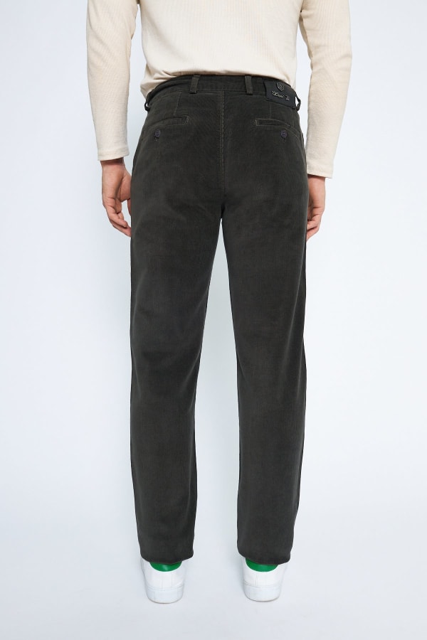 Kadife Yandan Cepli Haki Regular Fit Erkek Pamuklu Pantolon — 5