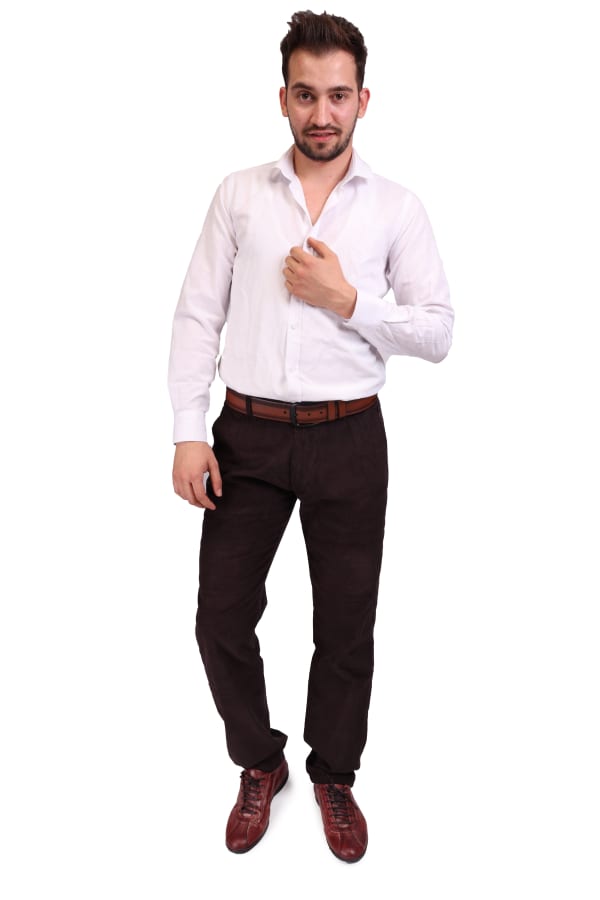 Kadife Yandan Cepli Kahverengi Regular Fit Erkek Pantolon — 2