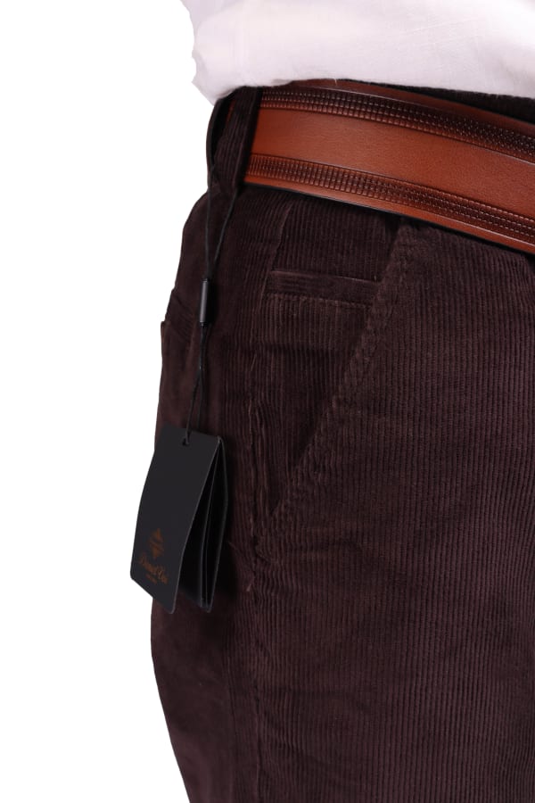 Kadife Yandan Cepli Kahverengi Regular Fit Erkek Pantolon — 4