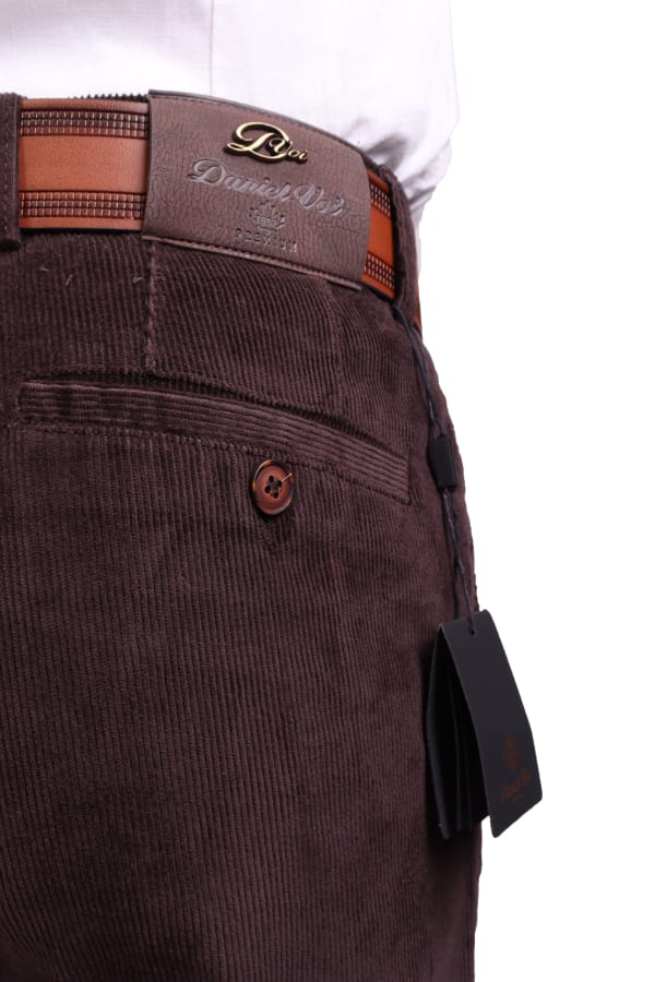 Kadife Yandan Cepli Kahverengi Regular Fit Erkek Pantolon — 5