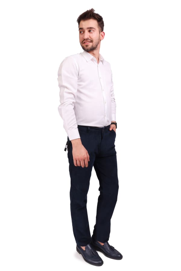 Kadife Yandan Cepli Lacivert Regular Fit Erkek Pamuklu Pantolon — 2