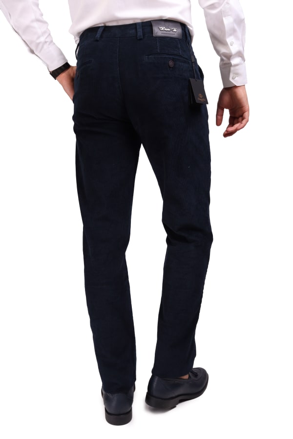 Kadife Yandan Cepli Lacivert Regular Fit Erkek Pamuklu Pantolon — 3