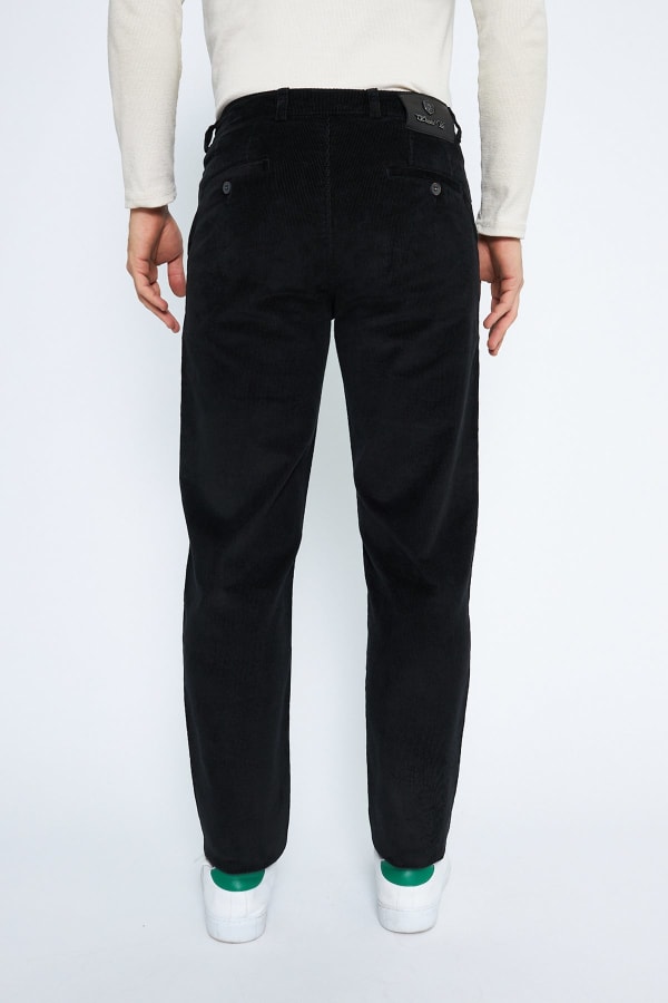 Kadife Yandan Cepli Siyah Regular Fit Erkek Pamuklu Pantolon — 6