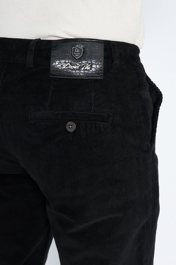 Kadife Yandan Cepli Siyah Regular Fit Erkek Pamuklu Pantolon — 8
