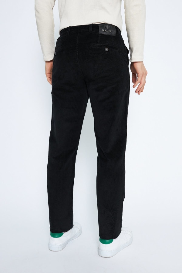 Kadife Yandan Cepli Siyah Regular Fit Erkek Pamuklu Pantolon — 9
