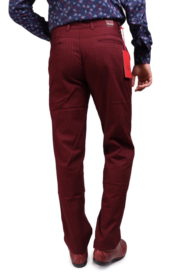 Erkek Bordo Pamuklu Slim Fit Pantolon — 3