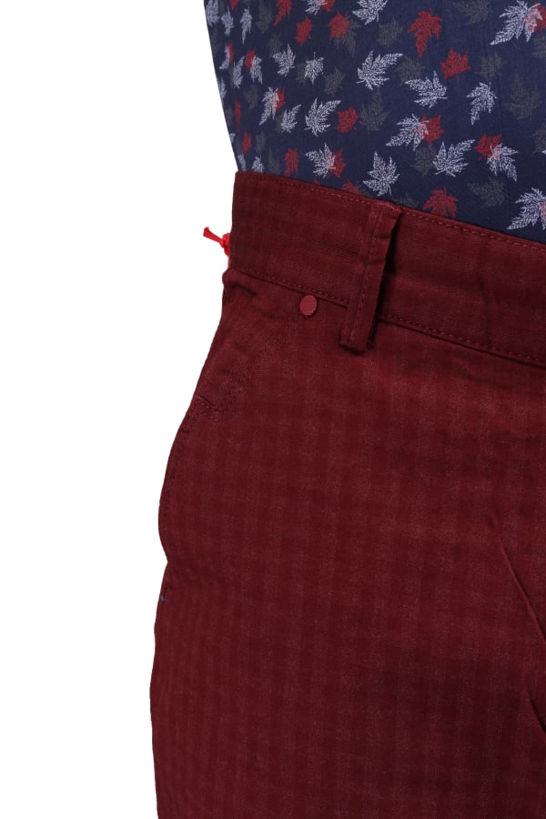 Erkek Bordo Pamuklu Slim Fit Pantolon — 4
