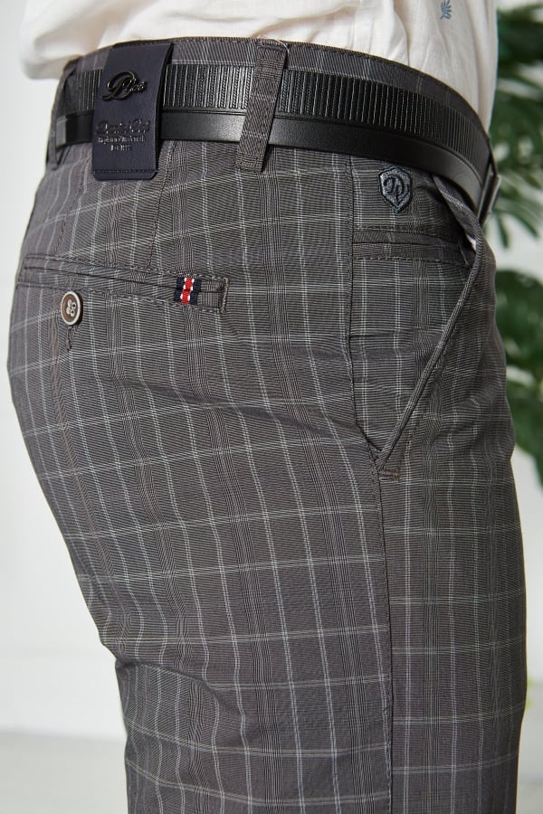Erkek Kareli Siyah Slim Fit Pantolon — 9