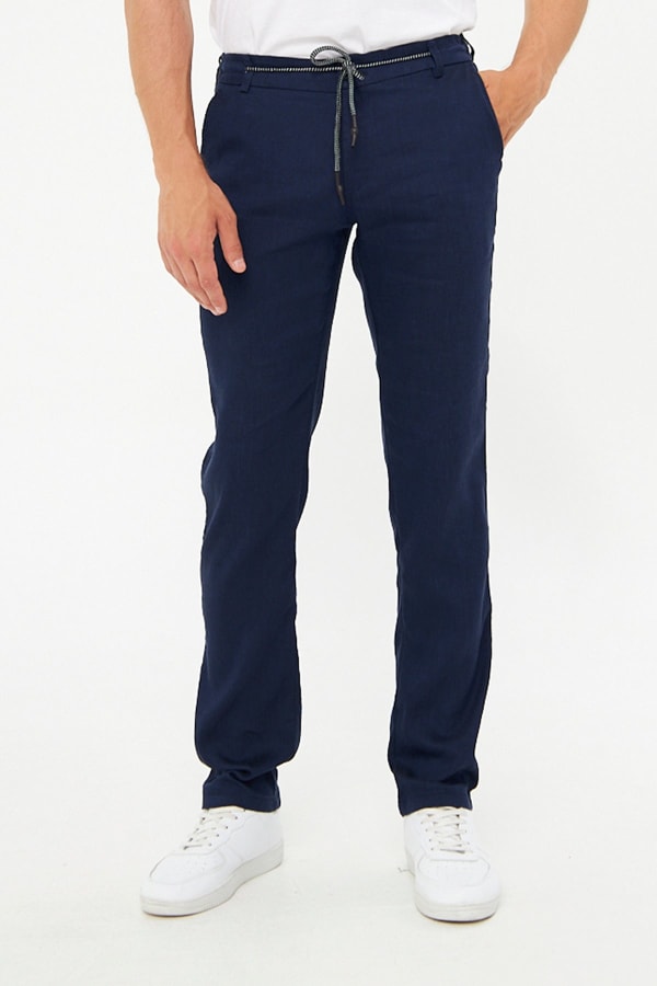 Yazlık Beli Lastikli Açık Lacivert Pantolon — 1