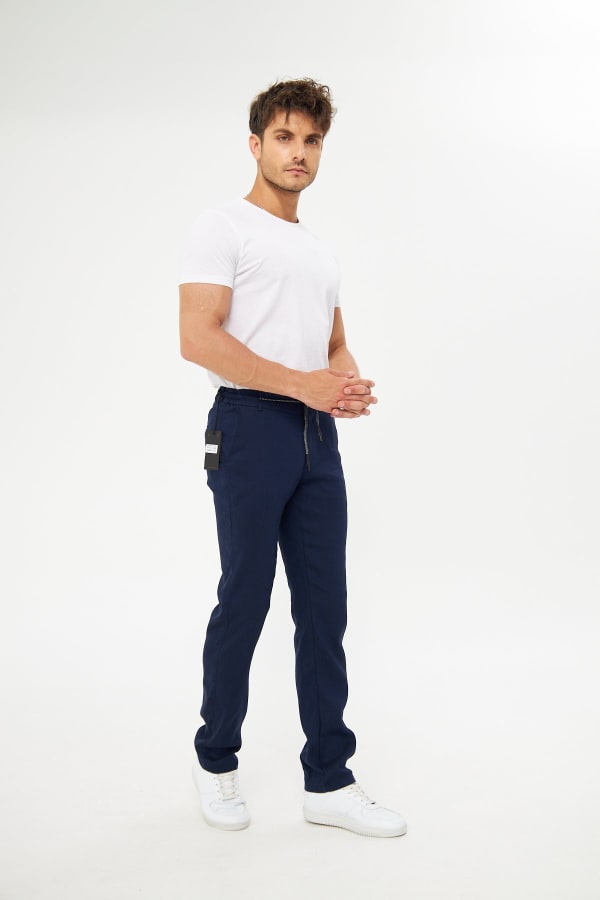 Yazlık Beli Lastikli Açık Lacivert Pantolon — 4
