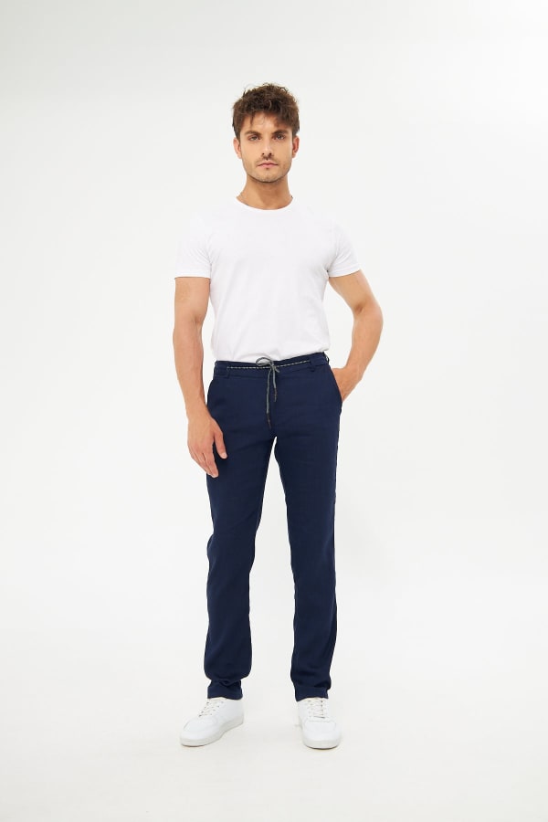 Yazlık Beli Lastikli Açık Lacivert Pantolon — 6