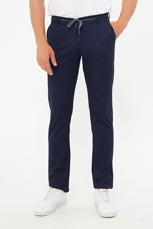 Yazlık Beli Lastikli Koyu Lacivert Pantolon — 1