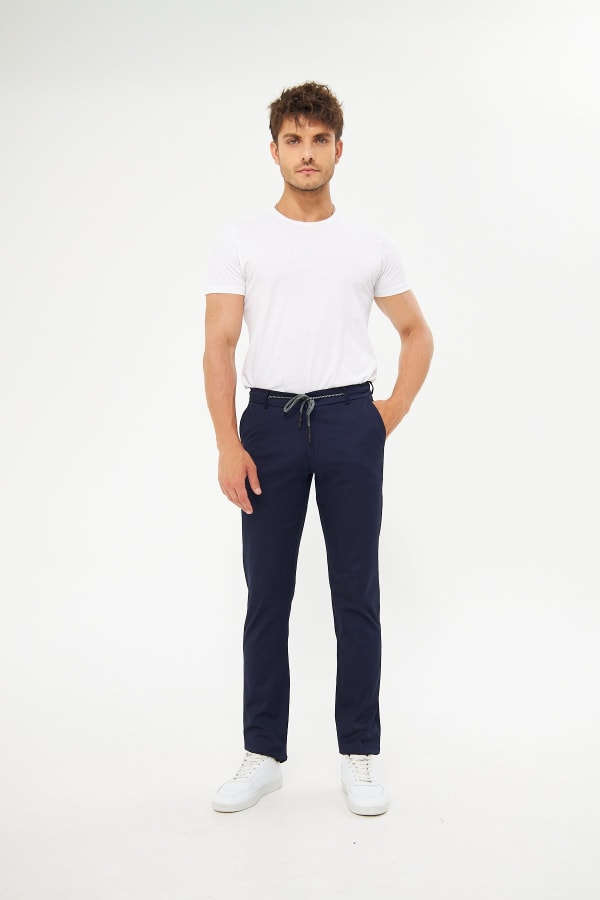 Yazlık Beli Lastikli Koyu Lacivert Pantolon — 2