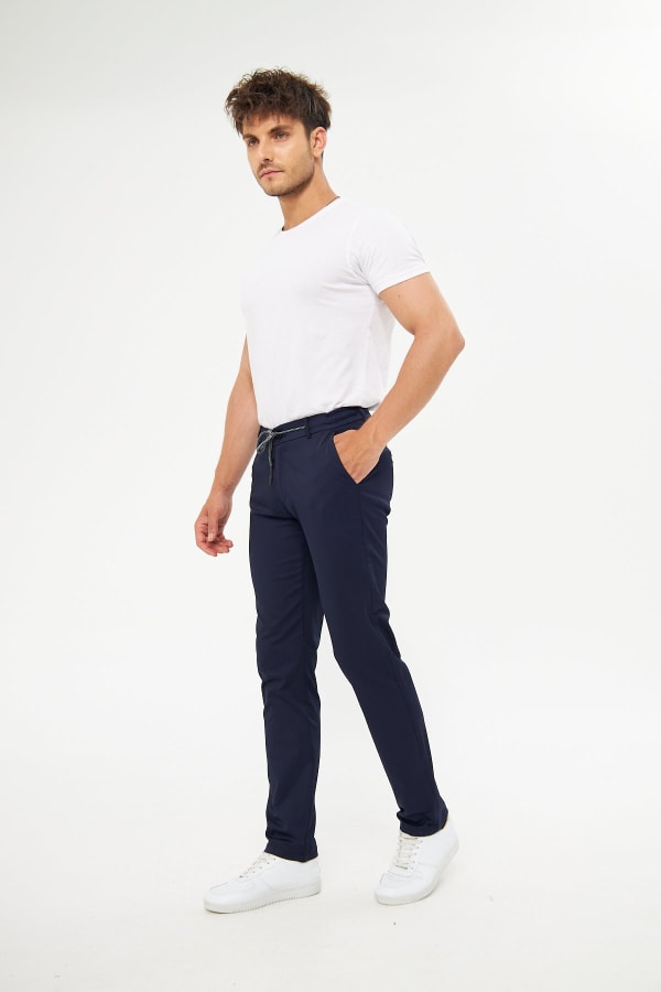 Yazlık Beli Lastikli Koyu Lacivert Pantolon — 3
