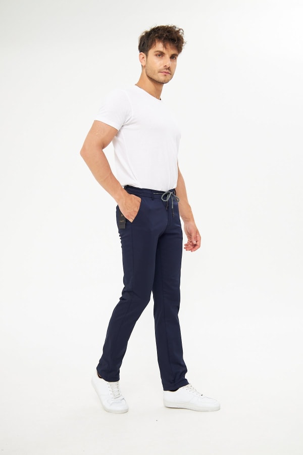 Yazlık Beli Lastikli Koyu Lacivert Pantolon — 5