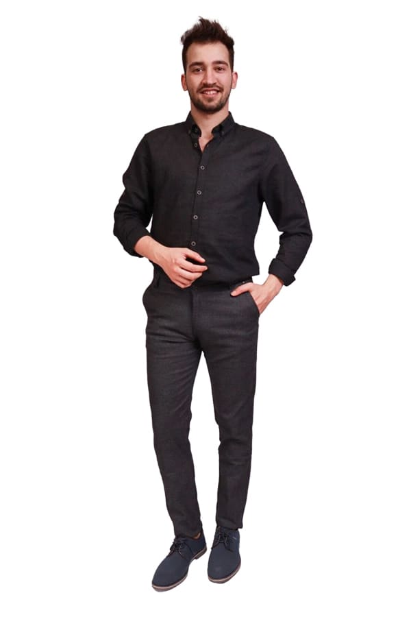 Erkek Siyah Slim Fit Pamuklu Pantolon — 2