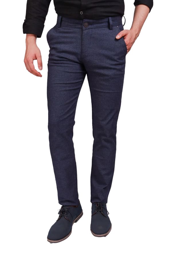 Erkek Lacivert Slim Fit Pamuklu Pantolon — 1